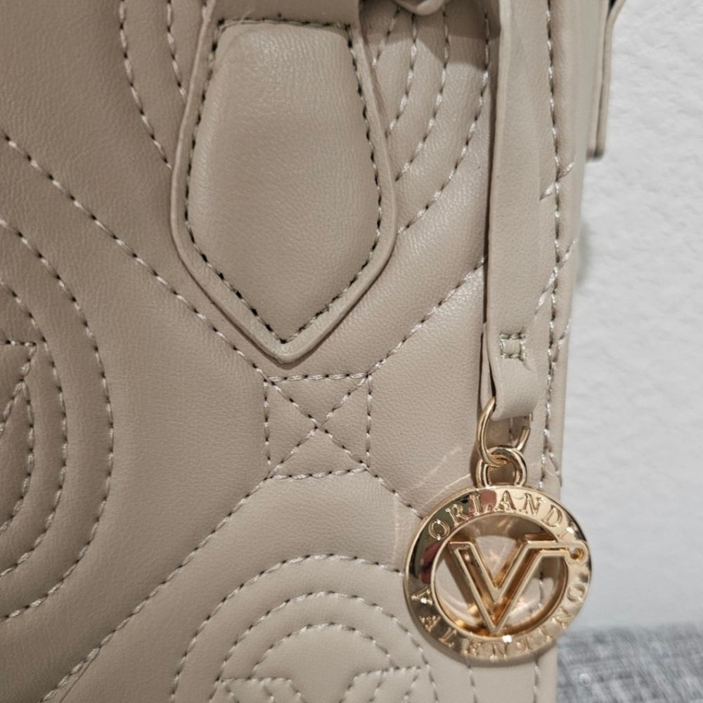 Valentino Orlandi Quilted Taupe Monogram Handbag - Picture 3 of 8